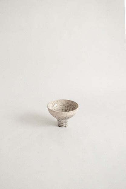 wheel-thrown, ivory craquelee, raku fired chawan