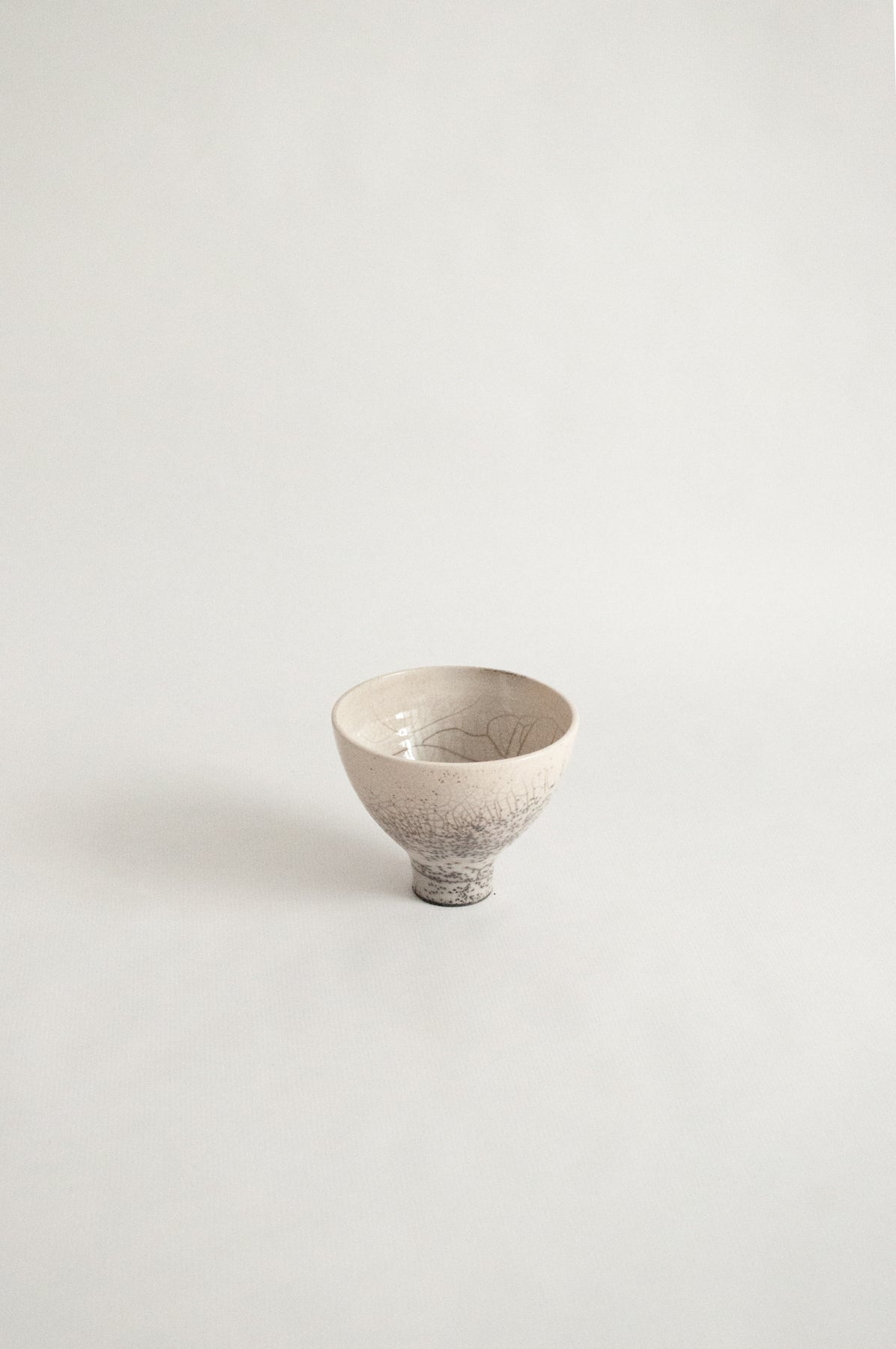 wheel-thrown, ivory craquelee, raku fired chawan