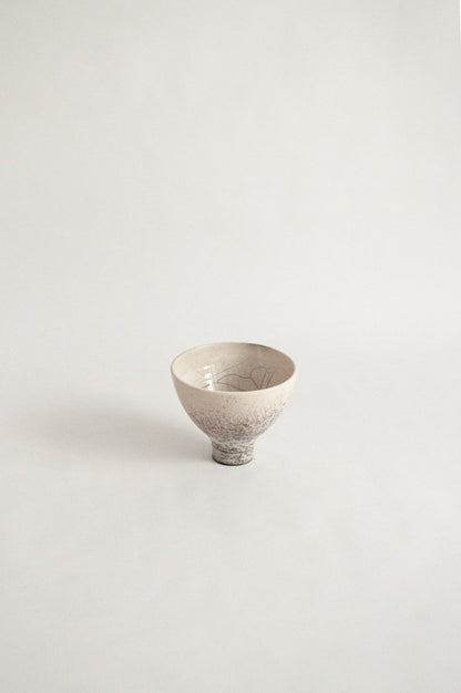 wheel-thrown, ivory craquelee, raku fired chawan