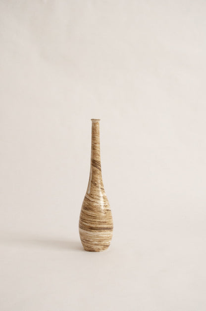 wheel-thrown, marbled beige clay vase